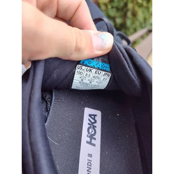 Hoka One One Bondi 8 Wide Sneakers Shoes Womens 10 D Black White 1127954 BWHT - Picture 8 of 8